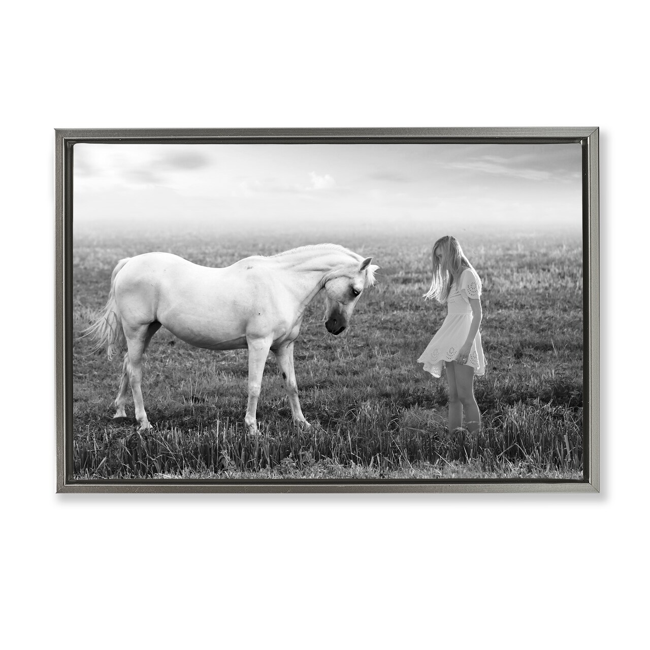 Stupell Industries Her White Horse Floating Frame, design by Ata Alishahi